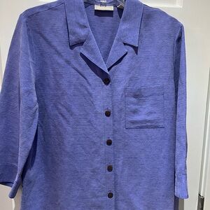 Nordstrom periwinkle Purple Button Down 69% linen 31% silk
